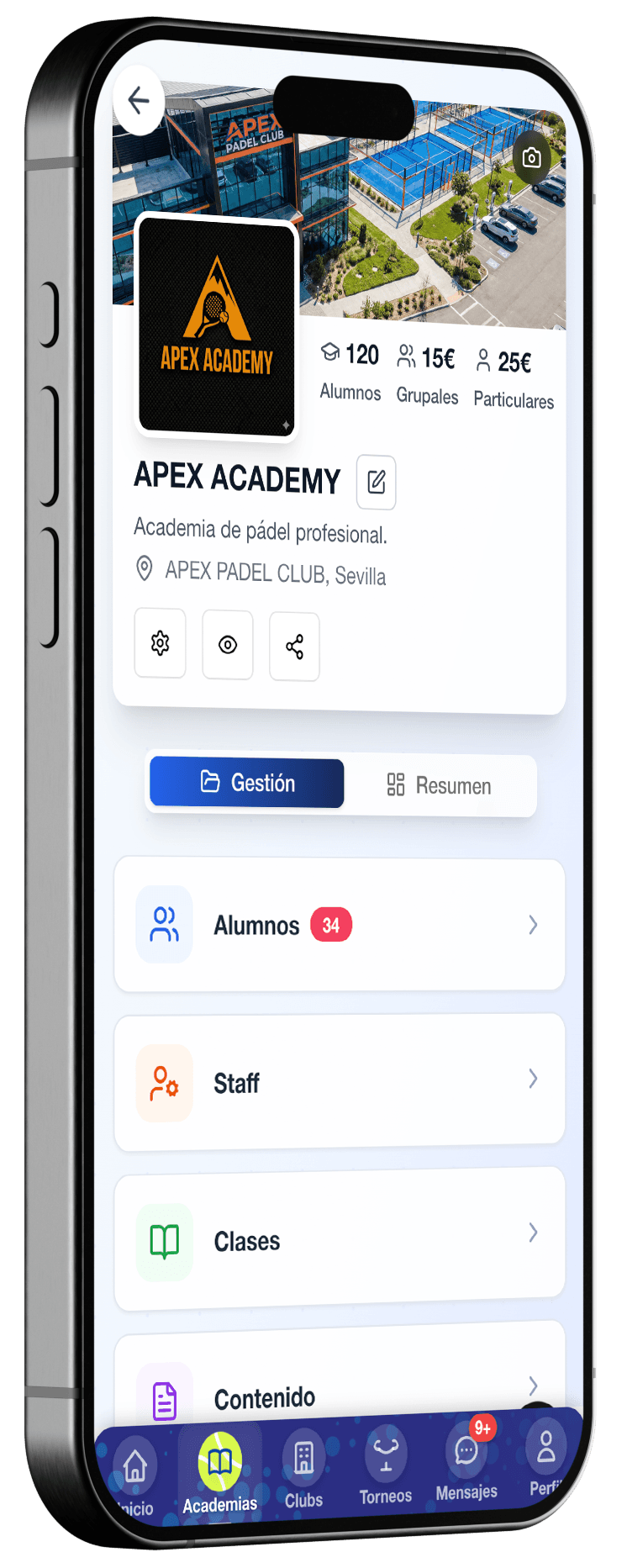 Vista de reservas y gestión en la app Compee